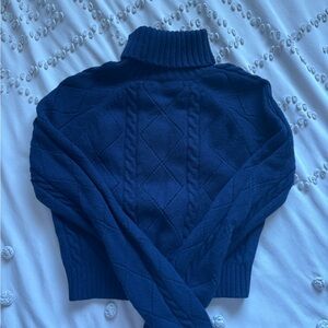 ARITZIA Navy Cable Knit Turtleneck Sweater